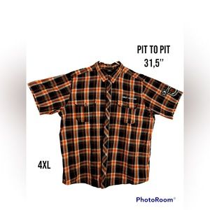 HARLEY-DAVIDSON Performance Mens orange and black plaid